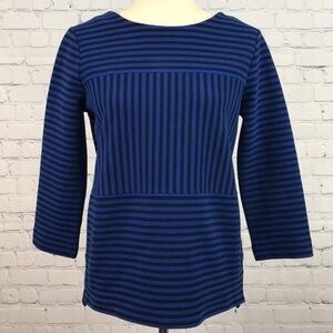 MADEWELL Gallerist Ponte Blue Black Striped Top